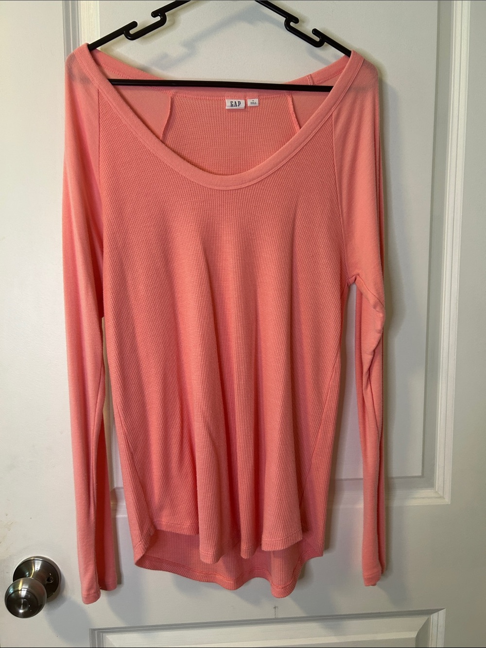 GAP Lightweight Long Sleeve Scoop Neck Top - Coral Pink